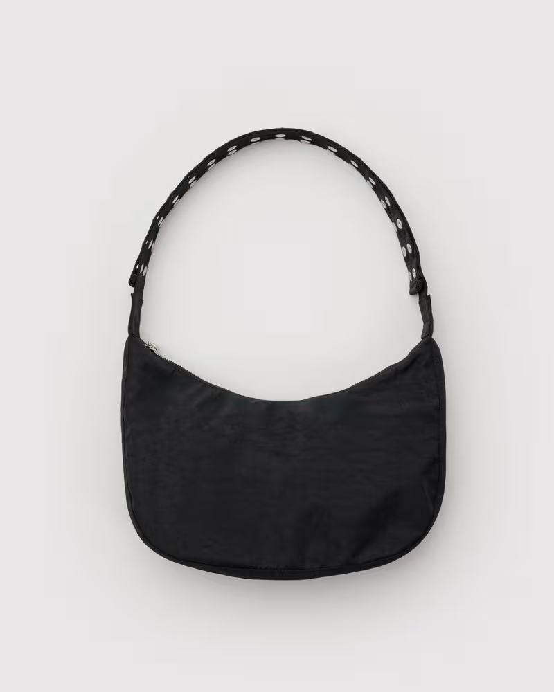 Popper Strap Medium Nylon Crescent Bag