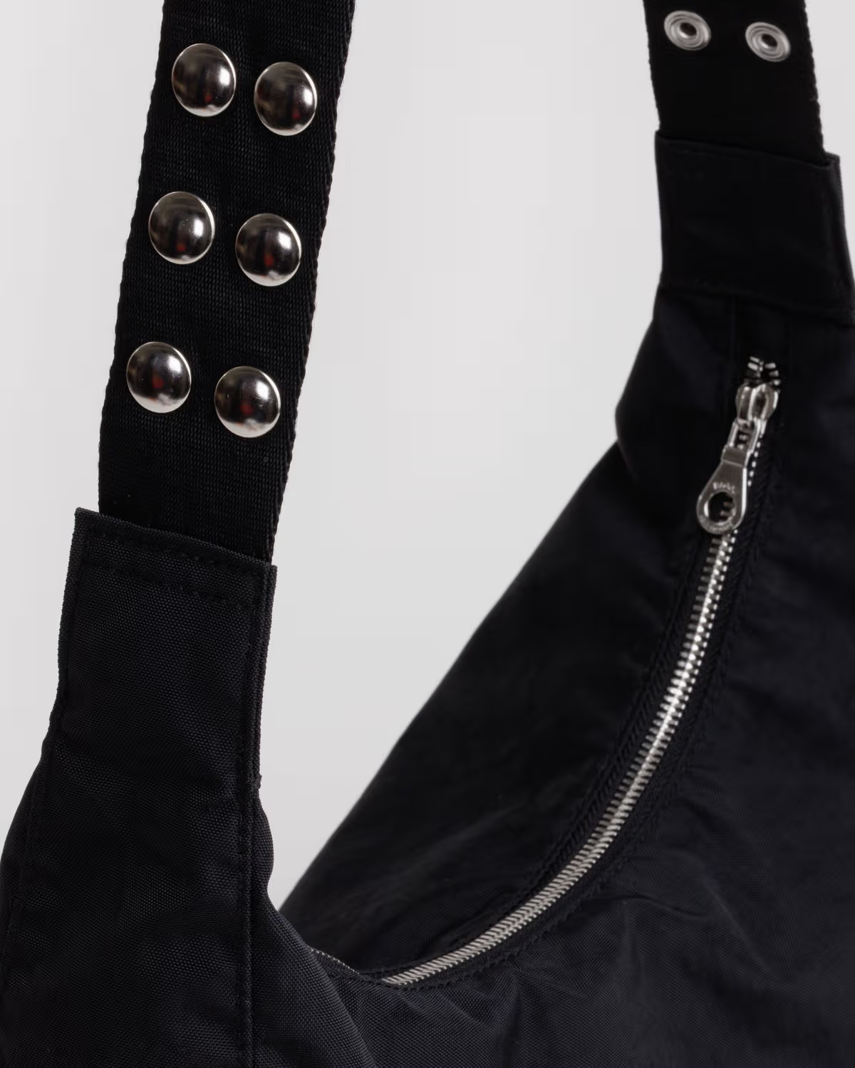 Popper Strap Medium Nylon Crescent Bag
