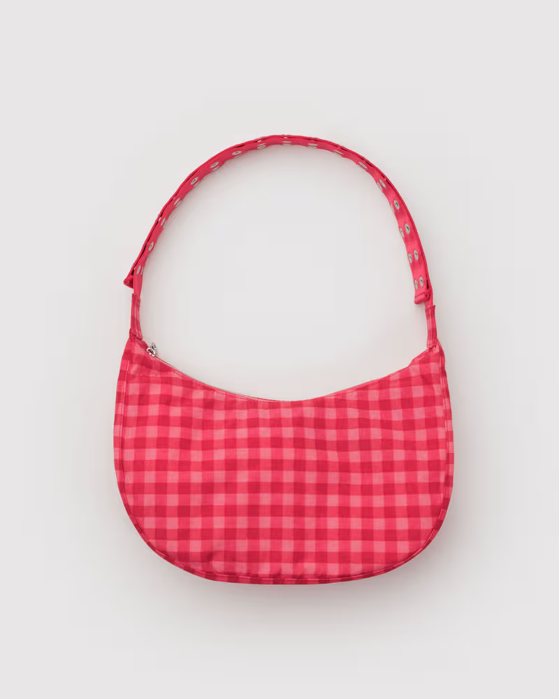 Popper Strap Medium Nylon Crescent Bag