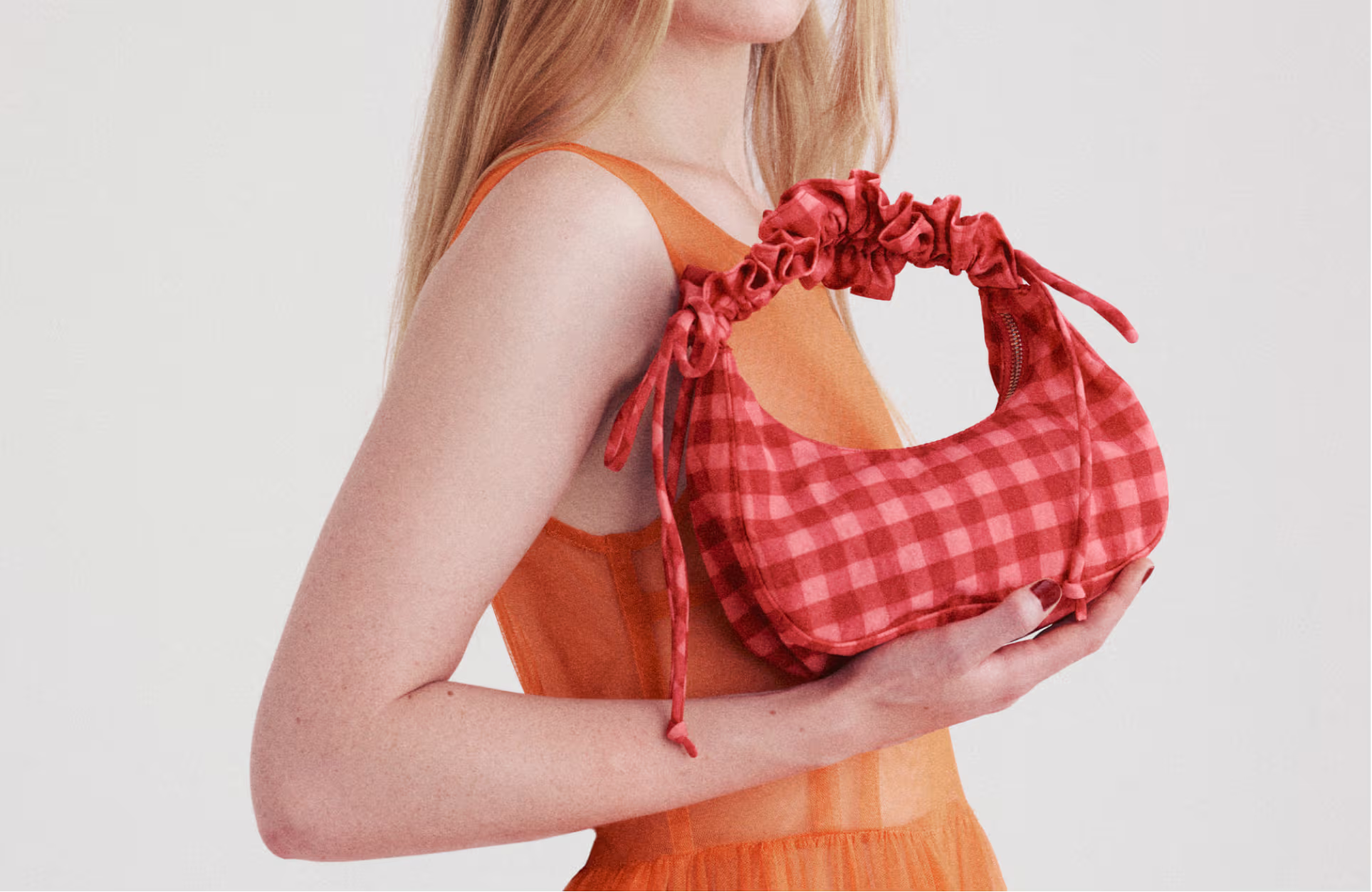 Mini Ruffle Crescent Bag