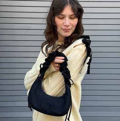 Mini Ruffle Crescent Bag