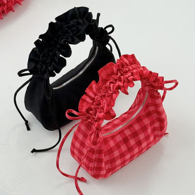 Mini Ruffle Crescent Bag