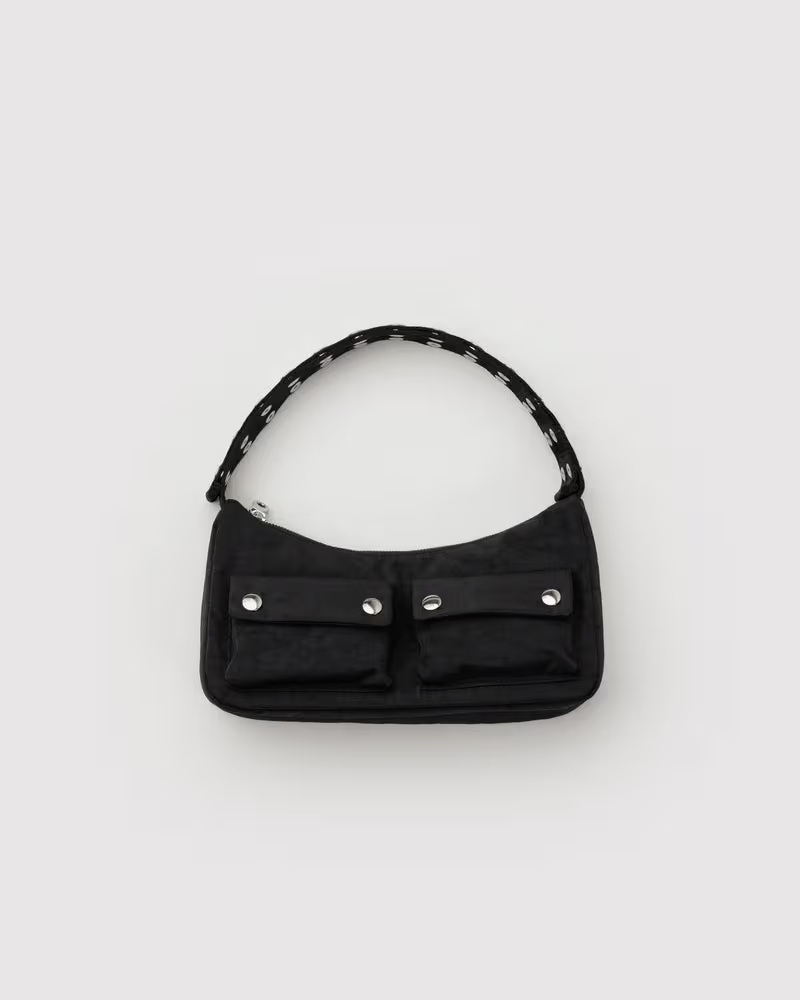 Popper Strap Cargo Shoulder Bag