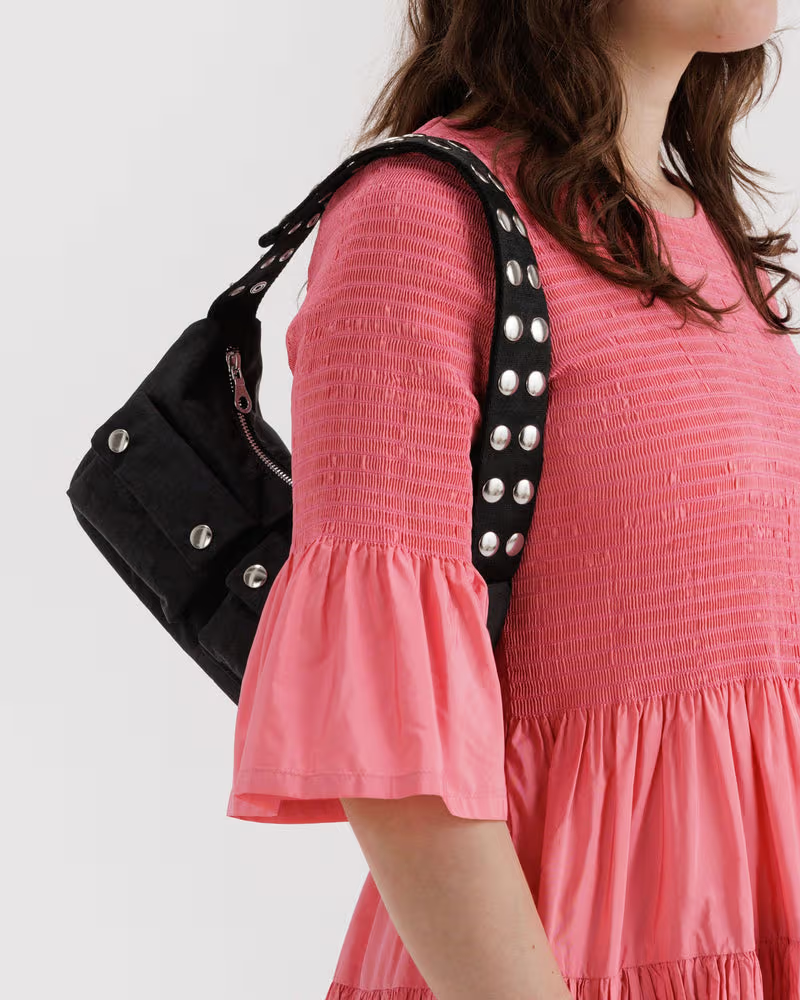 Popper Strap Cargo Shoulder Bag