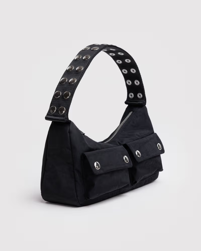 Popper Strap Cargo Shoulder Bag